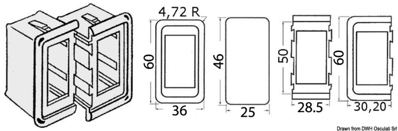 Cornice plastica destra/sinistra nera