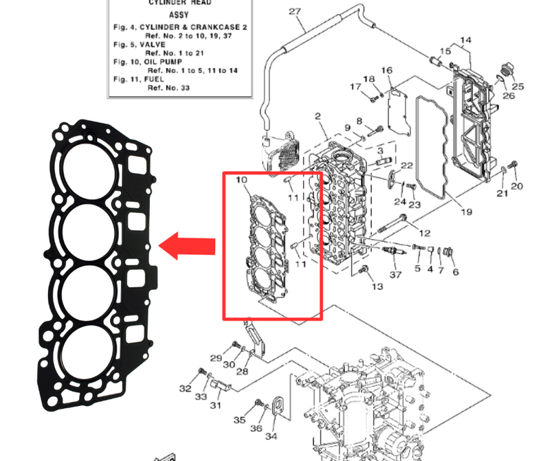 Guarnizione testata originale Yamaha Selva 40-50-60 hp 6C51118100
