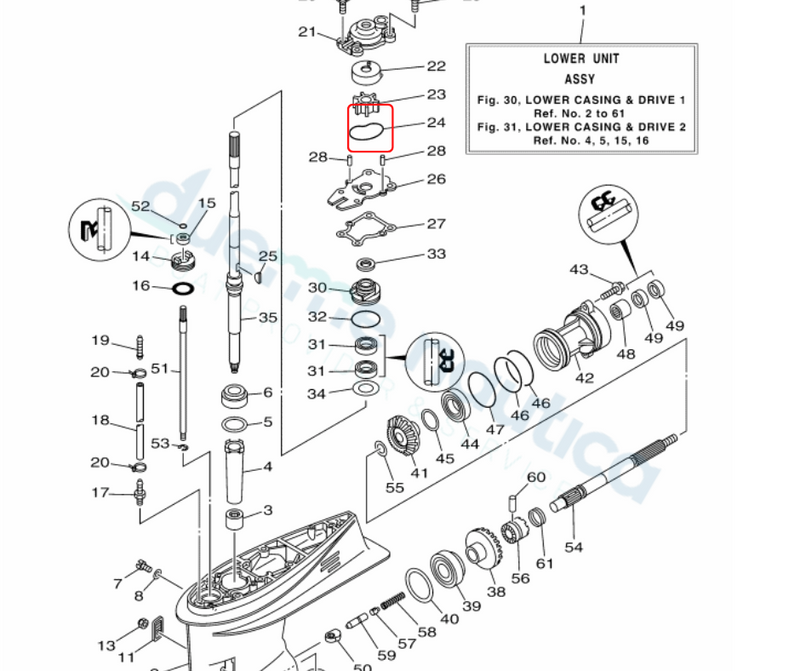 O-RING corpo pompa originale Yamaha/Selva 40-60hp 93210-59MG7