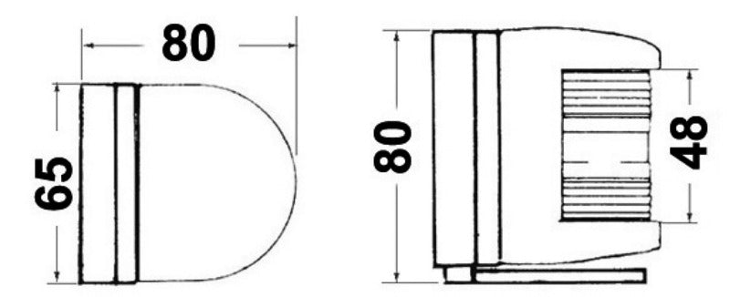 Fanale U77 poppa bianco/nero basetta posteriore