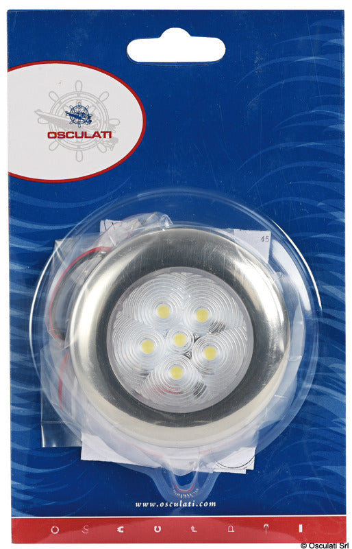 Luce di cortesia rotonda ghiera inox 6 LED blu