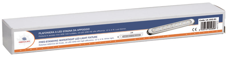 Plafoniera LED da appoggio cromata 310x40x11,5 mm