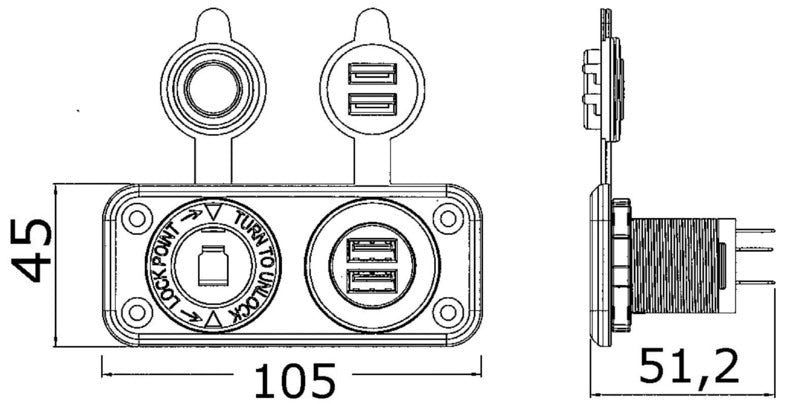 Presa accendisigari + doppia USB - Osculati